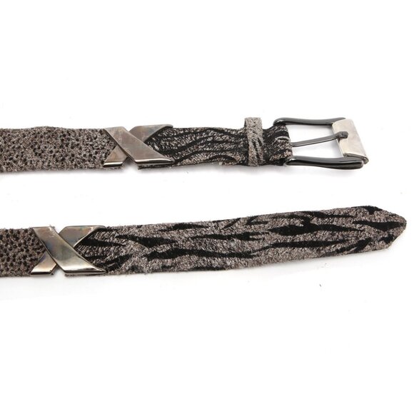 Suzi Roher Animal Print Belt Elastic Metal Fabric Zebra Black Grey Canada Design - Picture 9 of 9